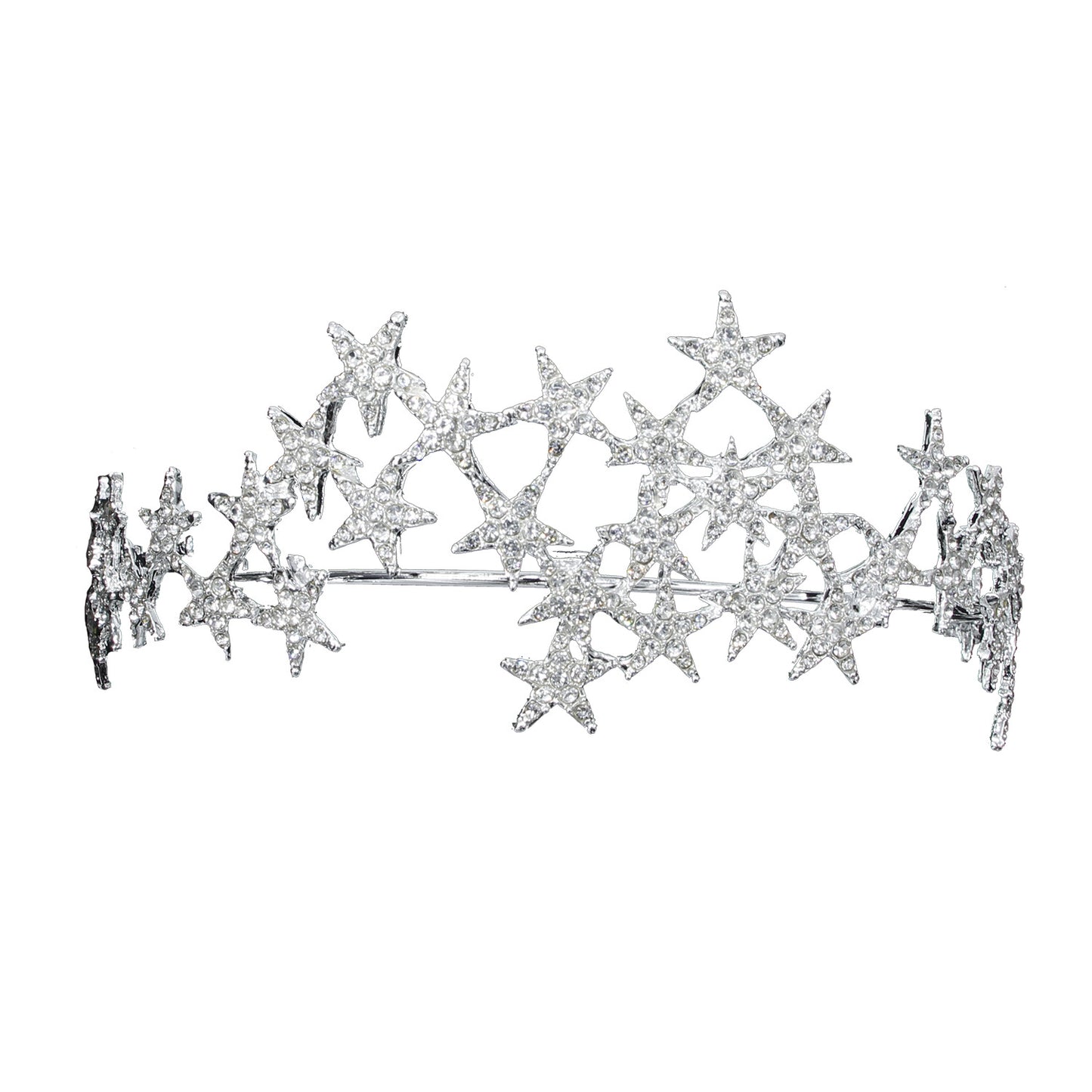 Star Rhinestone Crown Headband Bridal Hair Accessory