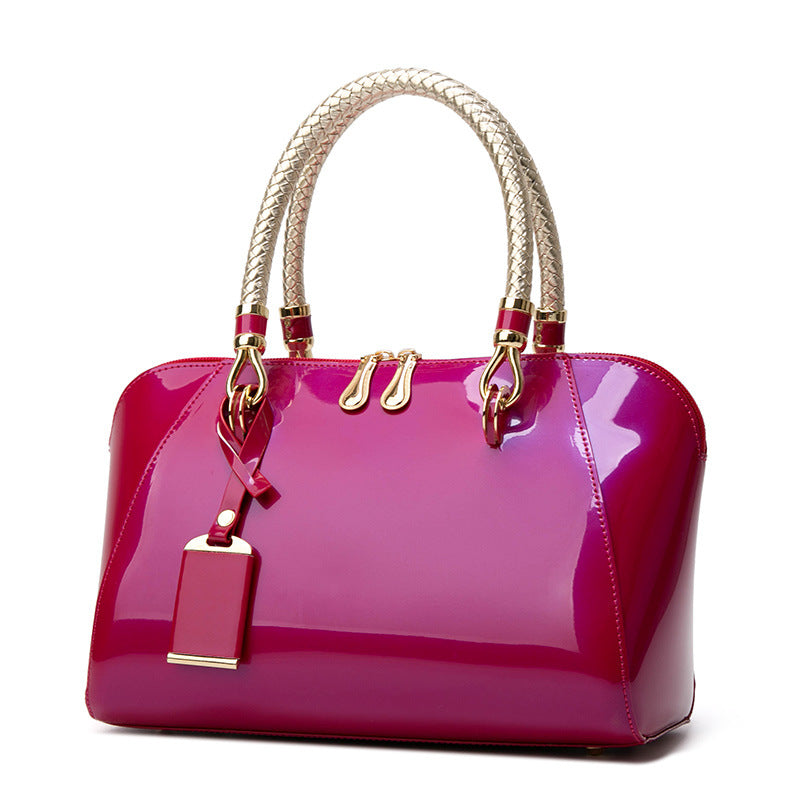 Trendy Patent Leather Boston Shoulder Bag for Women