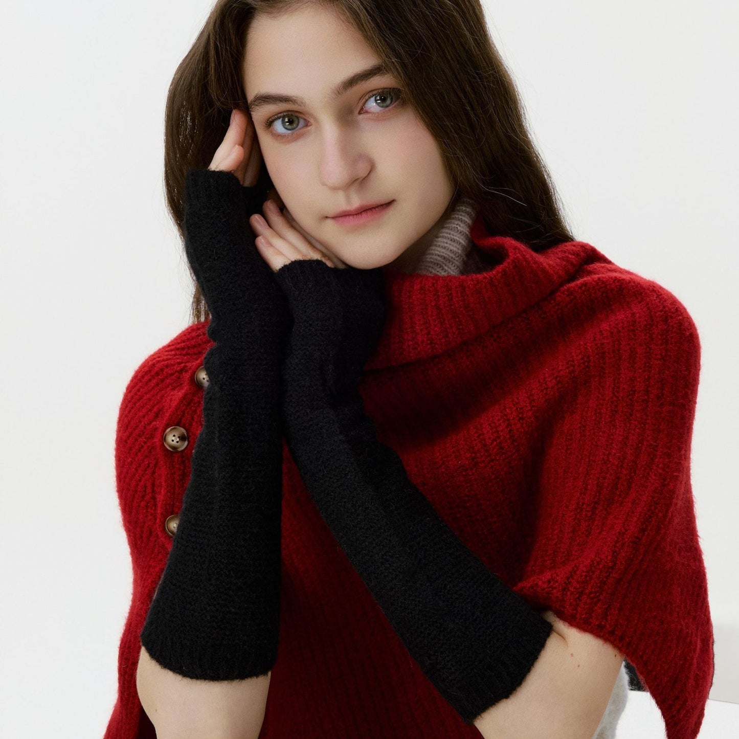 Trendy Solid Color Fingerless Knit Gloves for Fall/Winter