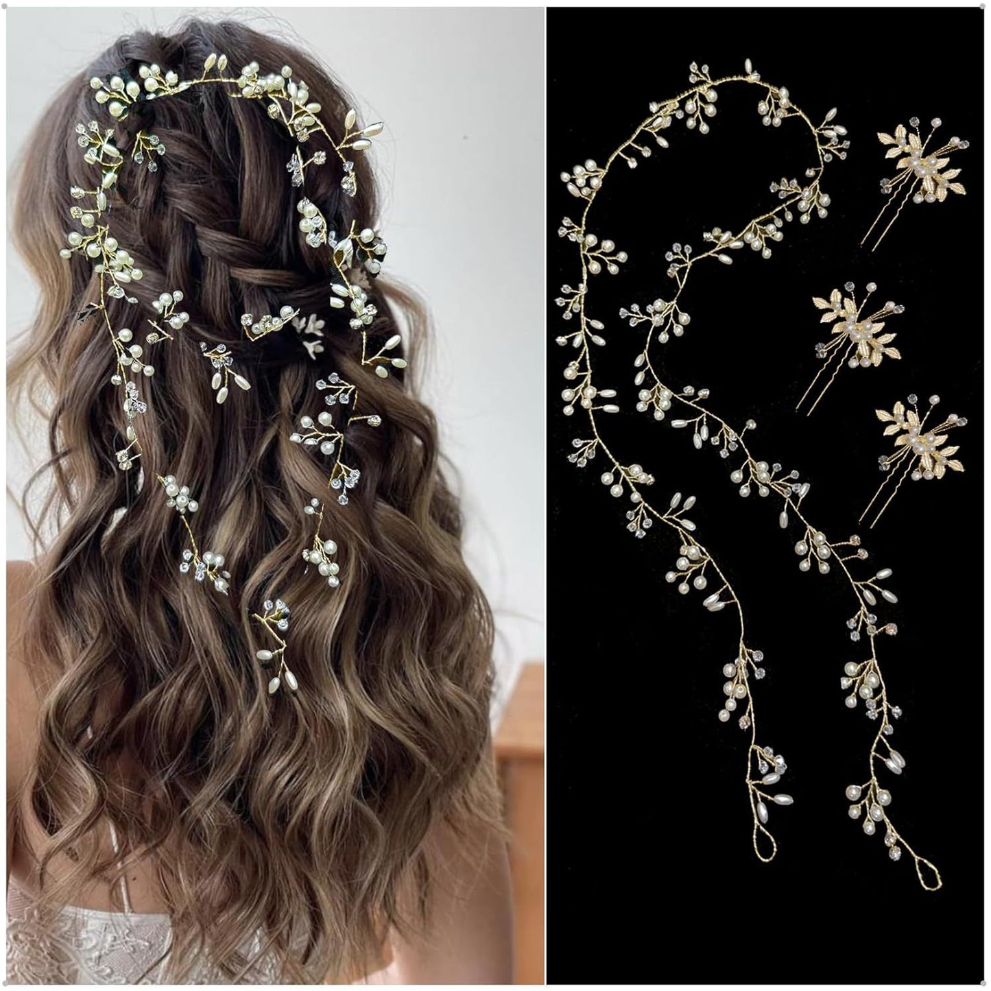 Soft Chain Headband and Hairpins Set Bridal Hair Accessory