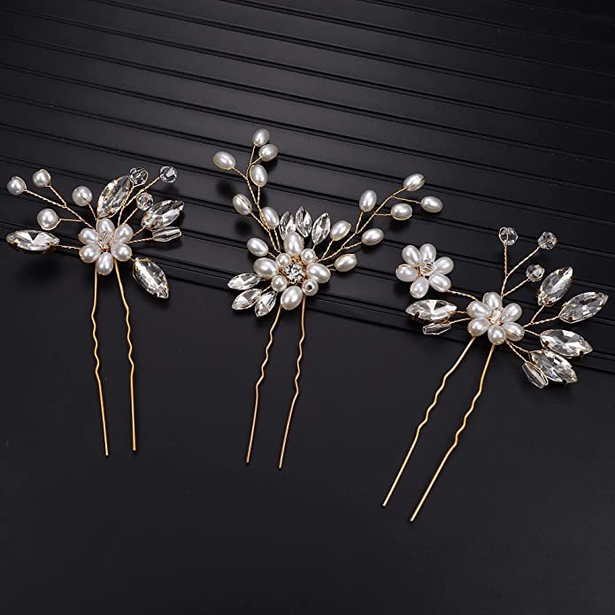 Irregular Crystal Hair Pins Set Metal Wedding Hair Accessory