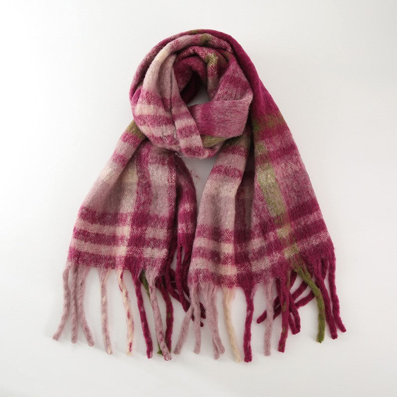 Classic Plaid Scarf Cozy Warm Fringed Neck Wrap