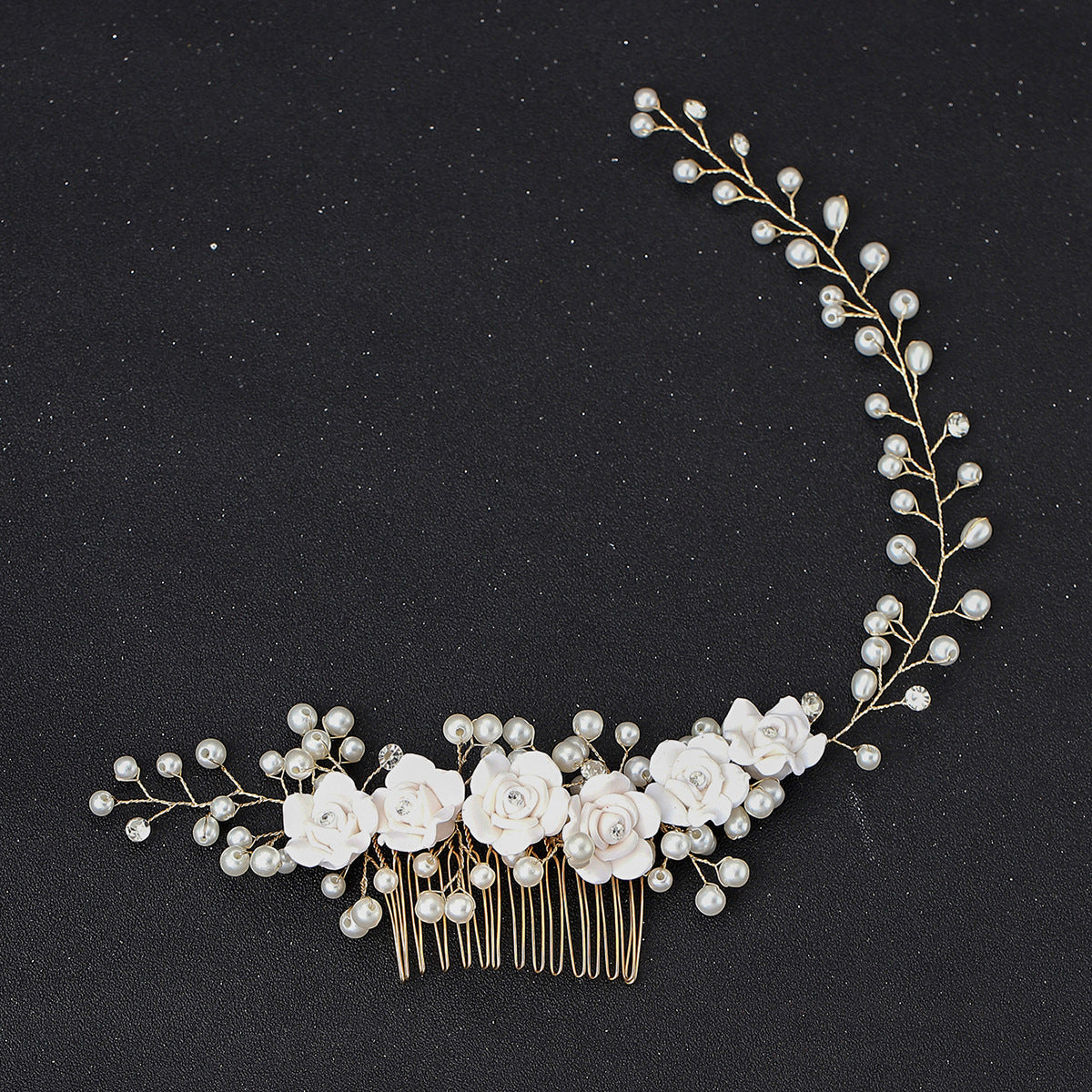 Handmade Pearl Floral Hair Comb Headband Wedding Hairpiece