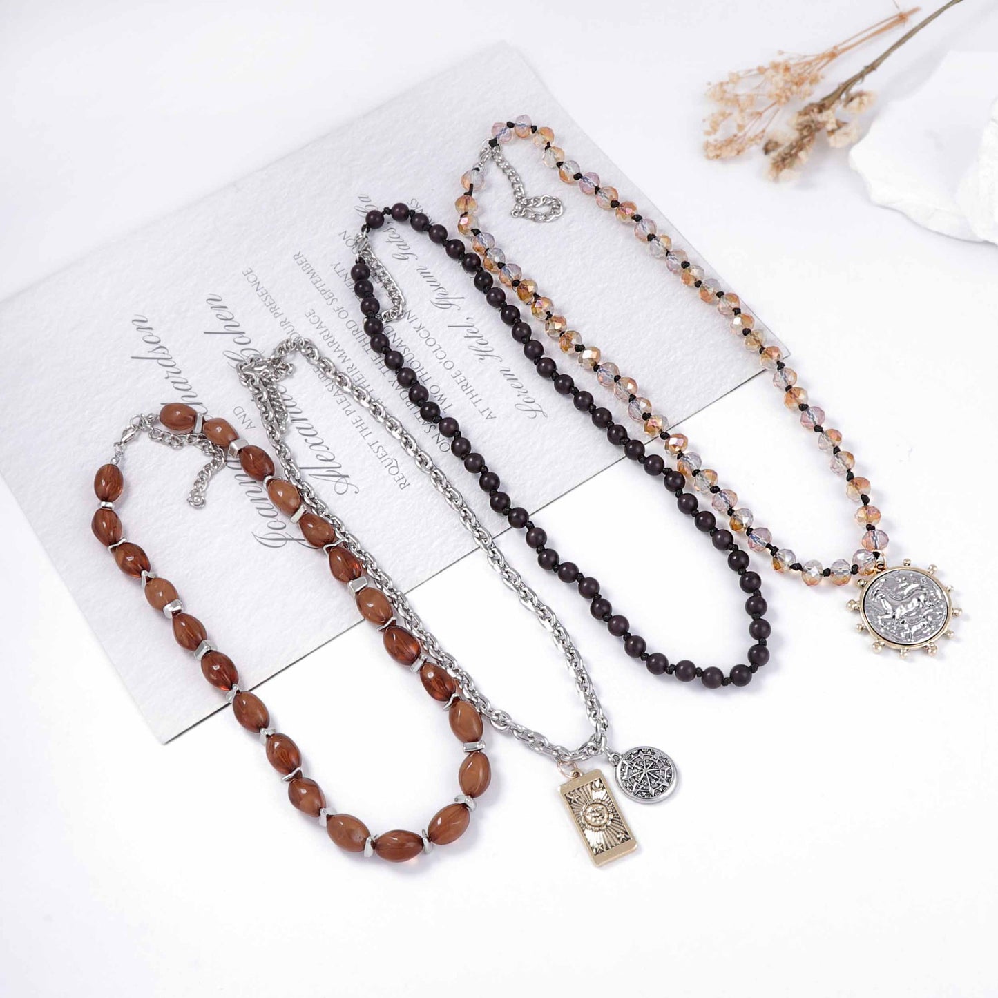 Pendant Necklace Geometric Coin Layered Casual