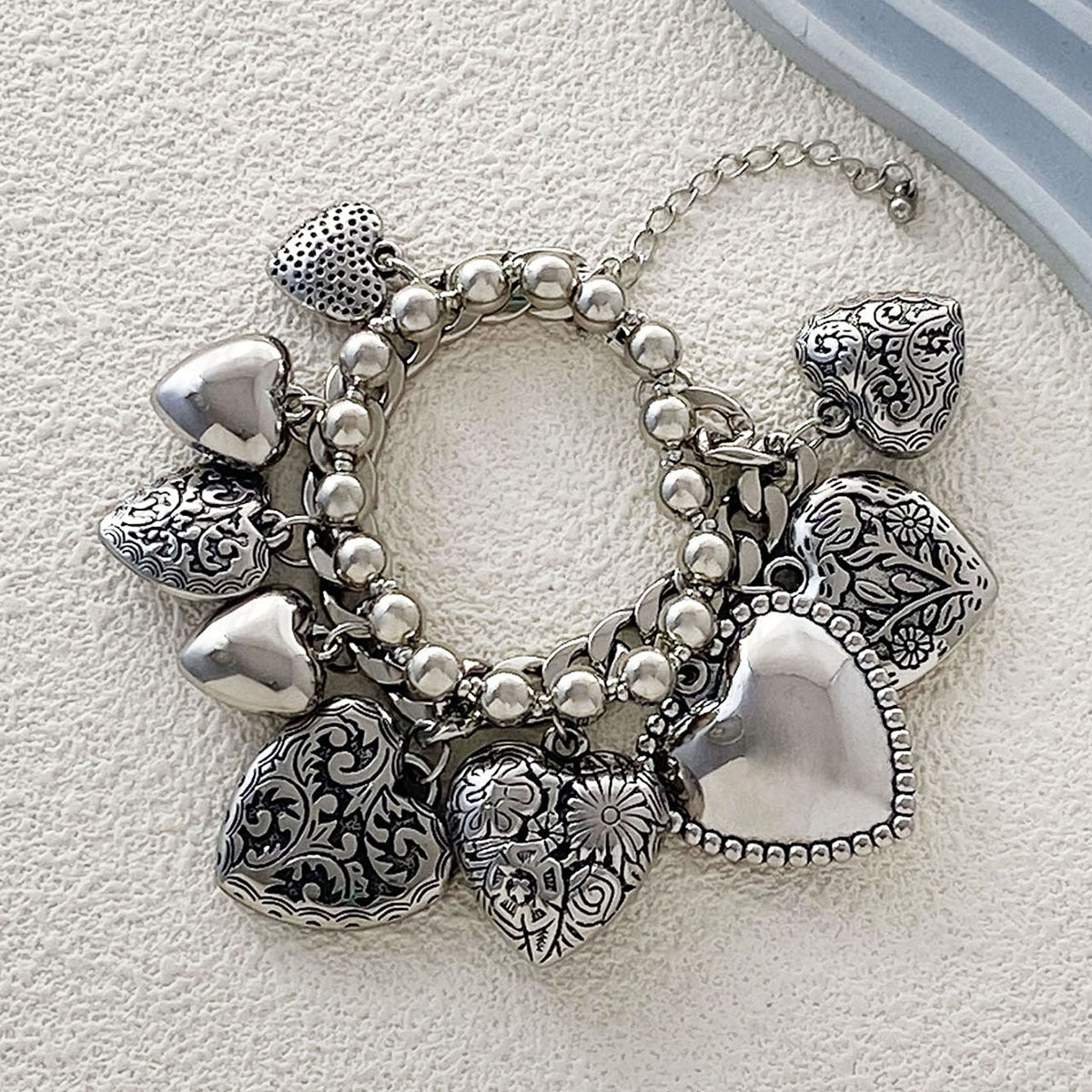 Bracelet Layered Chain Heart Pendant Stackable Urban