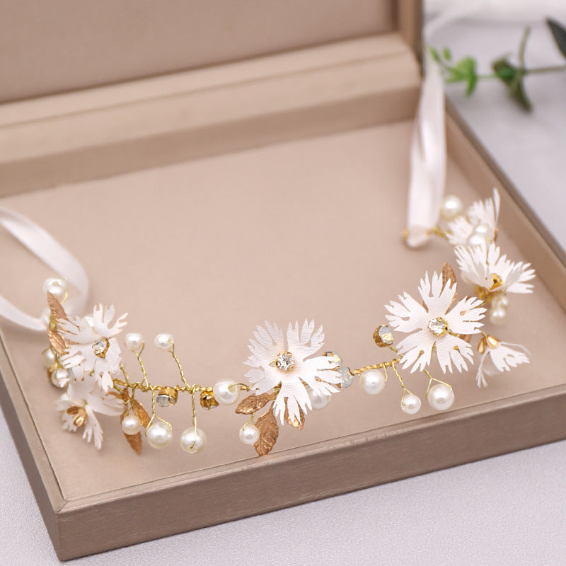 Minimalist Daisy Crystal Handmade Headband Wedding Hairpiece
