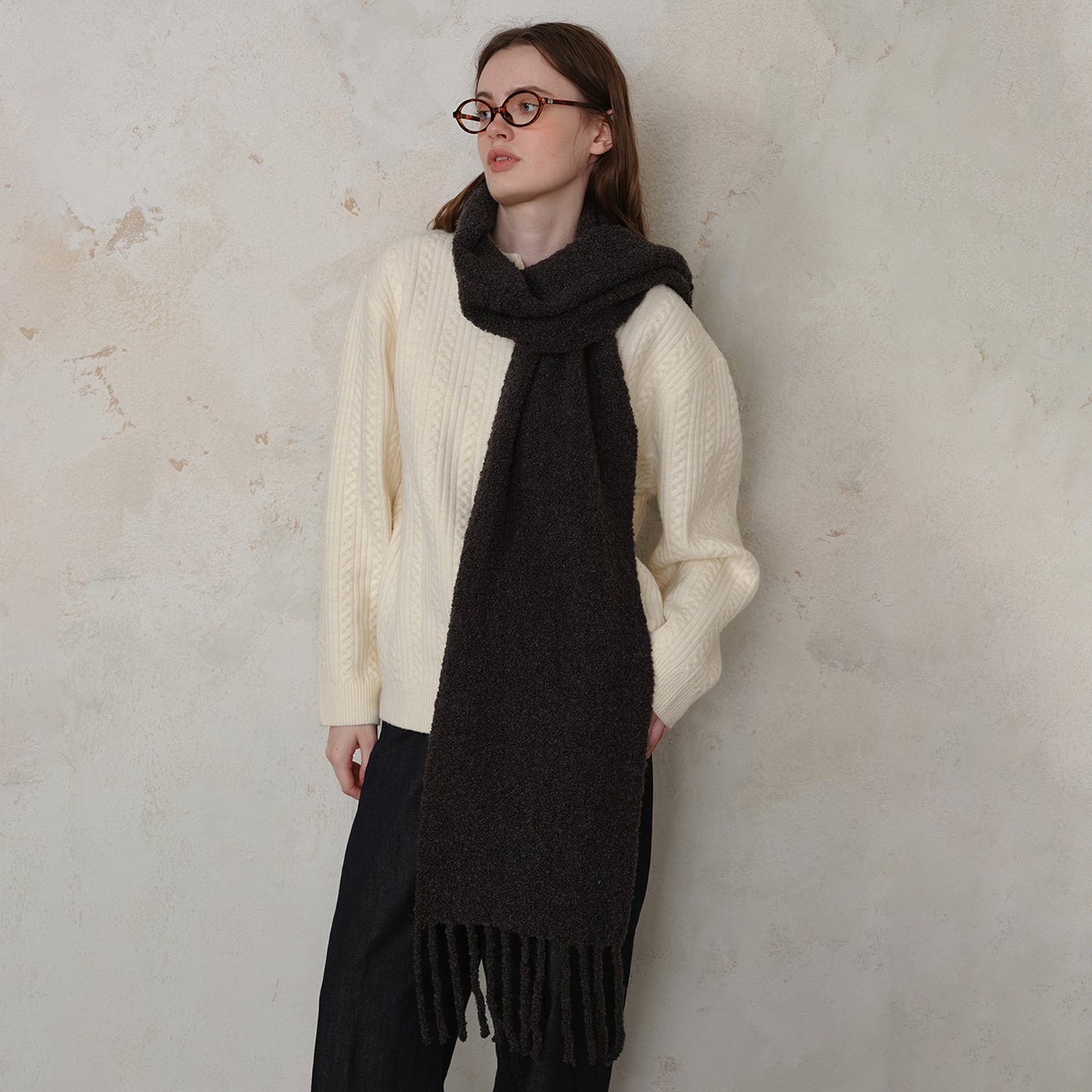 Wool Tassel Scarf Soft Breathable Versatile Wrap for Women