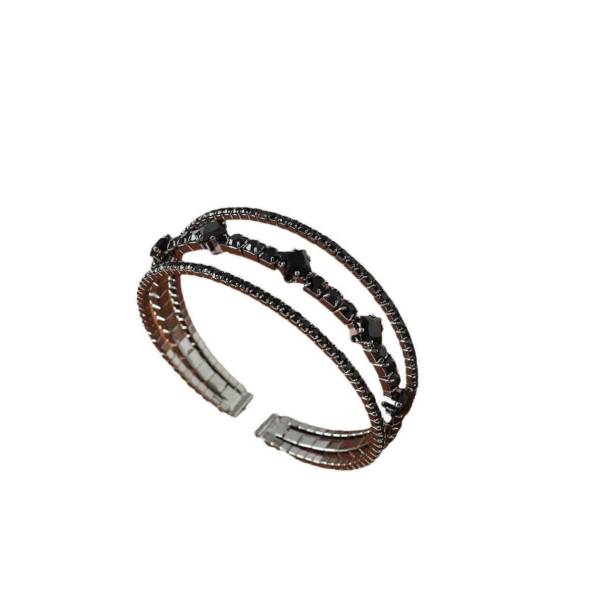 Black Rhinestone Open Cuff Bracelet Trendy Everyday Jewelry