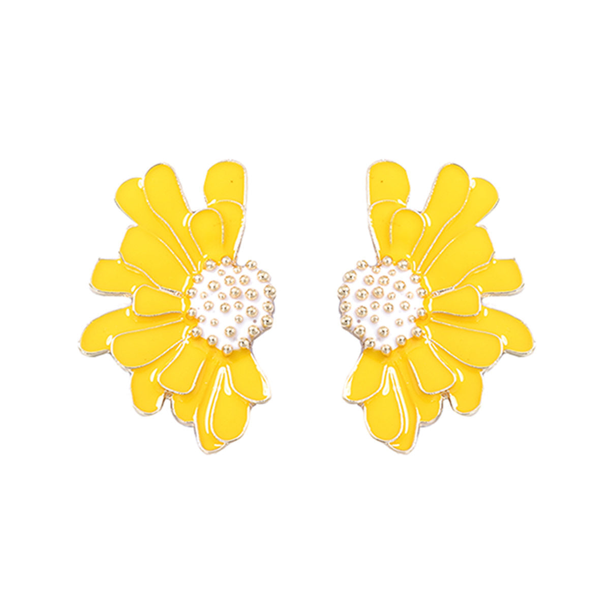 Alloy Enamel Flower Stud Earrings Hypoallergenic Chic
