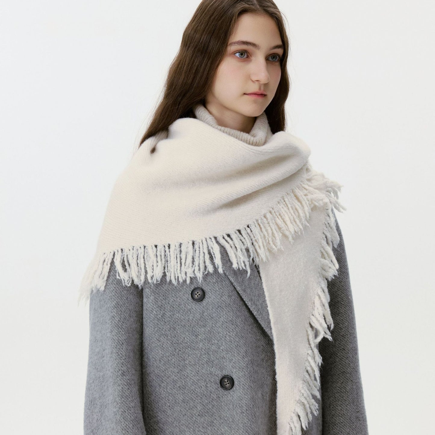 Trendy Tassel Knit Triangle Scarf for Women