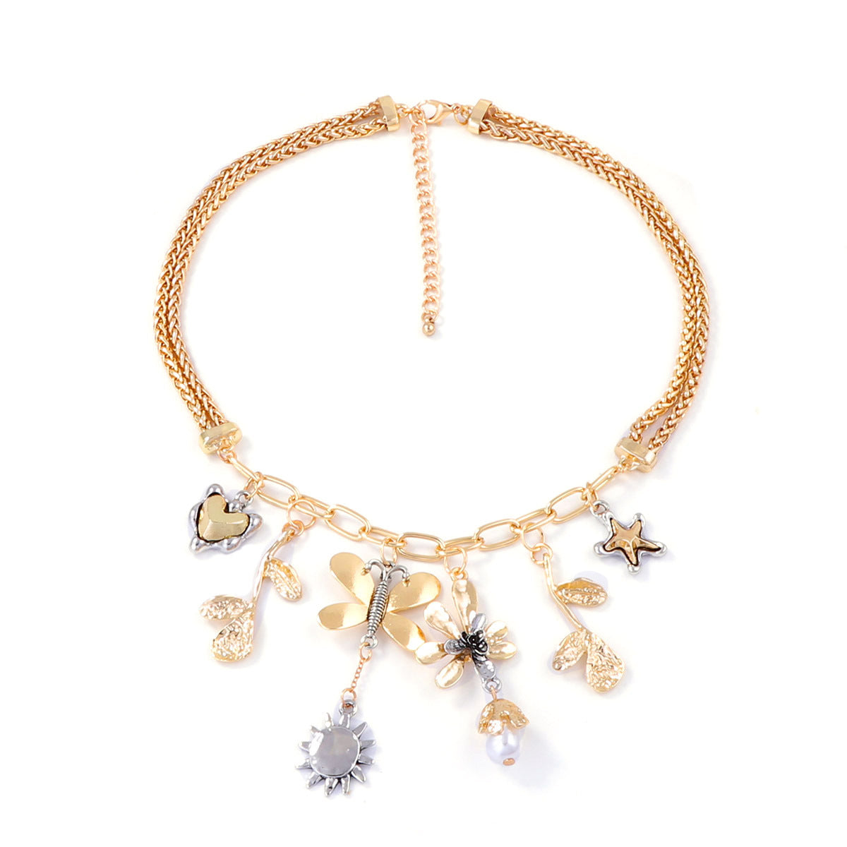 Necklace Animal Flower Tassel Layered Casual Chic
