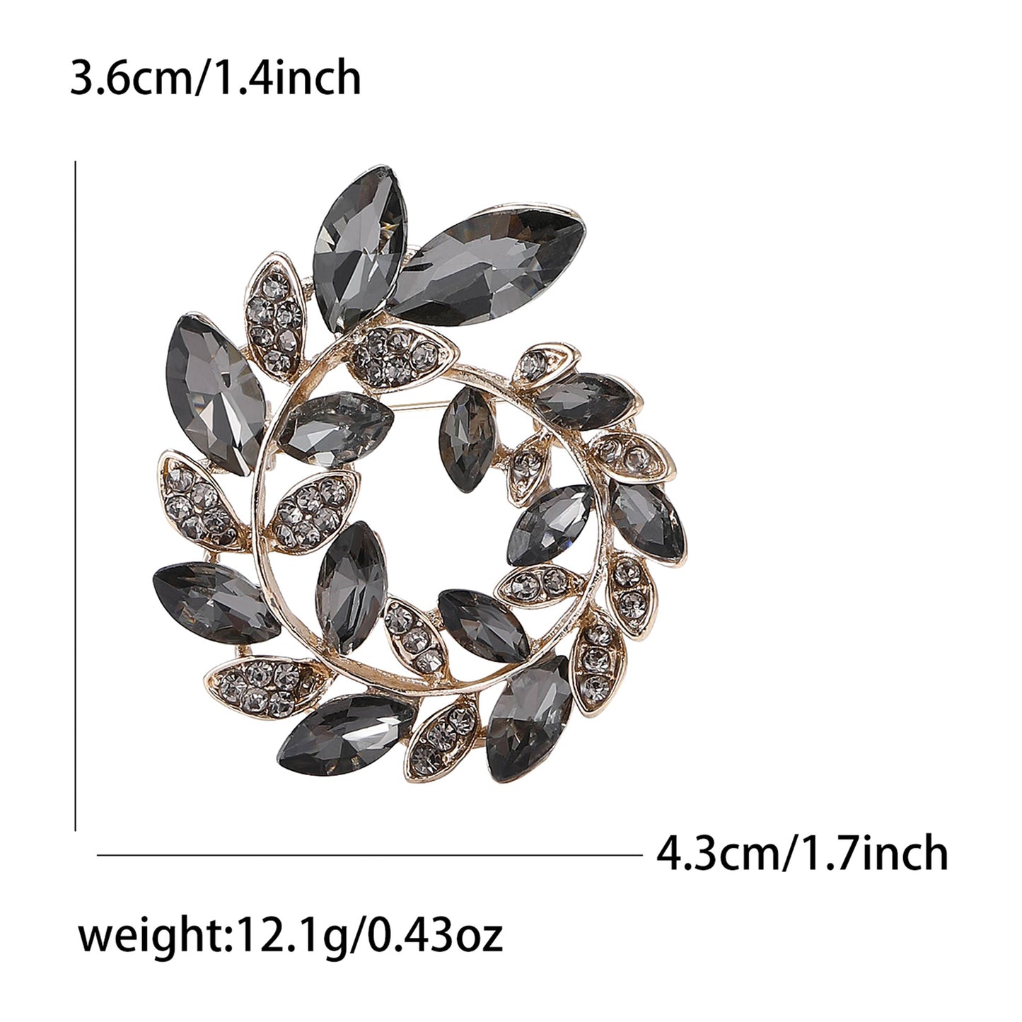 Fashionable Crystal Olive Branch Brooch for Women