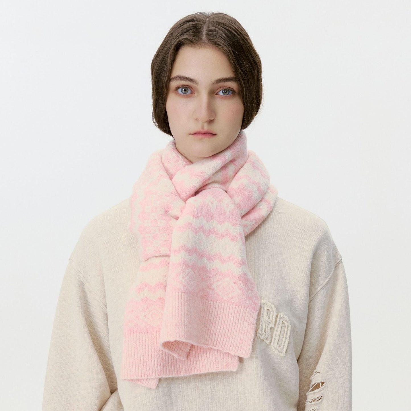 Geometric Knit Scarf Stylish Unisex Warm Neck Cover