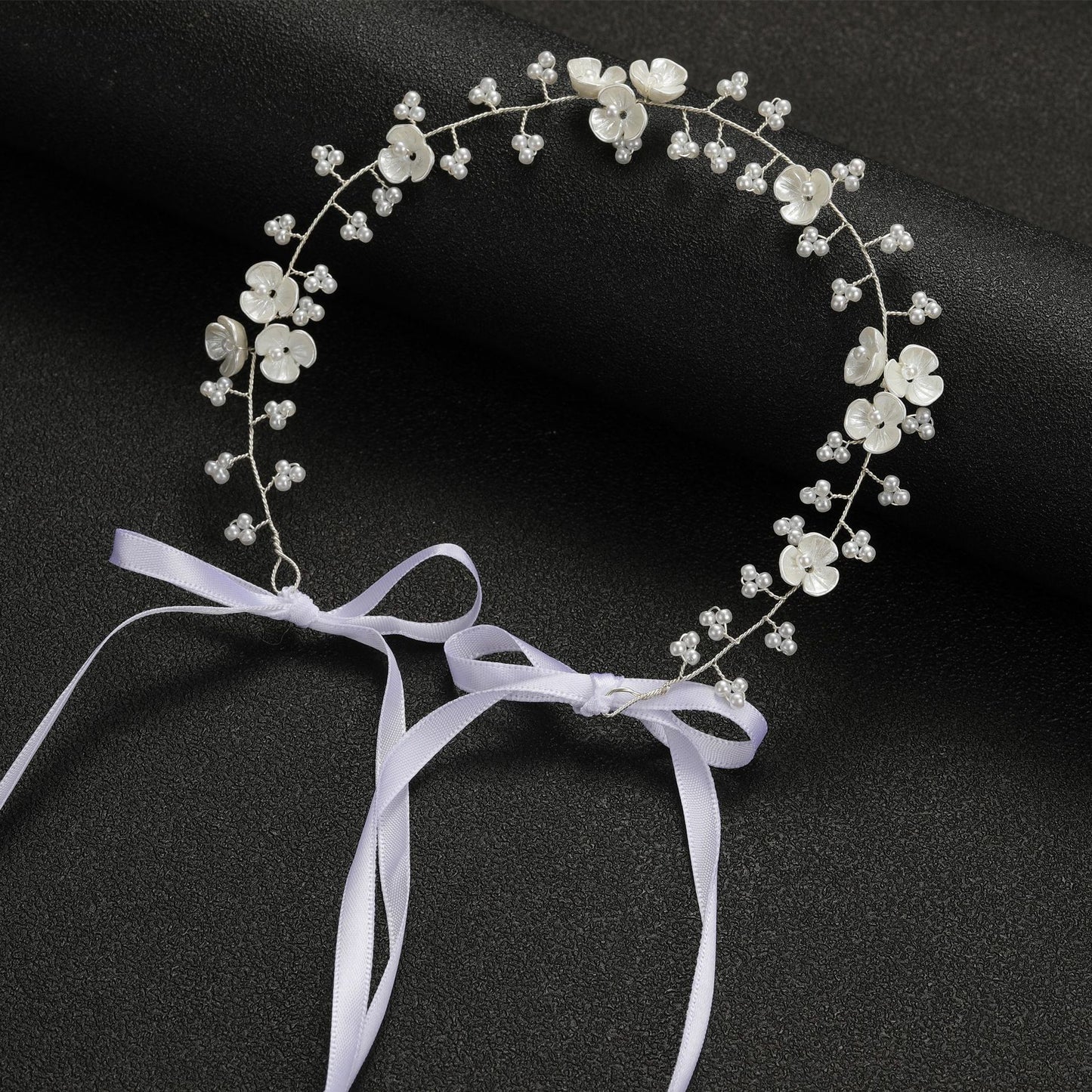 Beaded Pearl Flower Headband Bridal Hairpiece