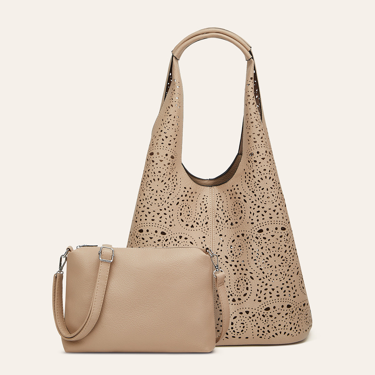 Trendy Cut-Out Laser Etched Tote Bag Stylish Large Capacity Shoulder Bag