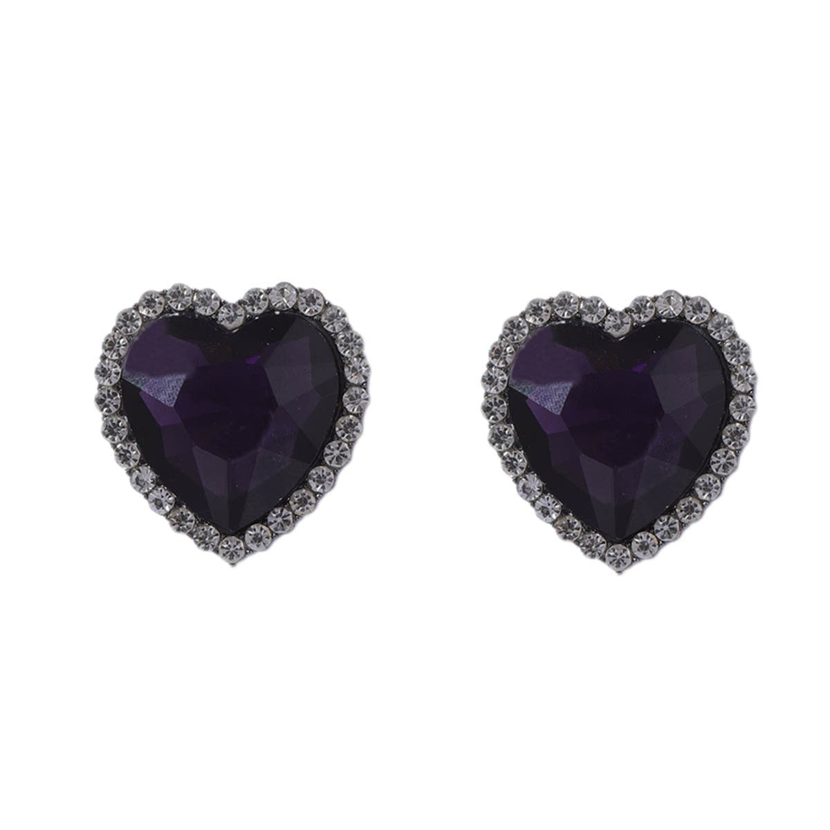 Alloy Heart Crystal Stud Earrings Vintage Luxe