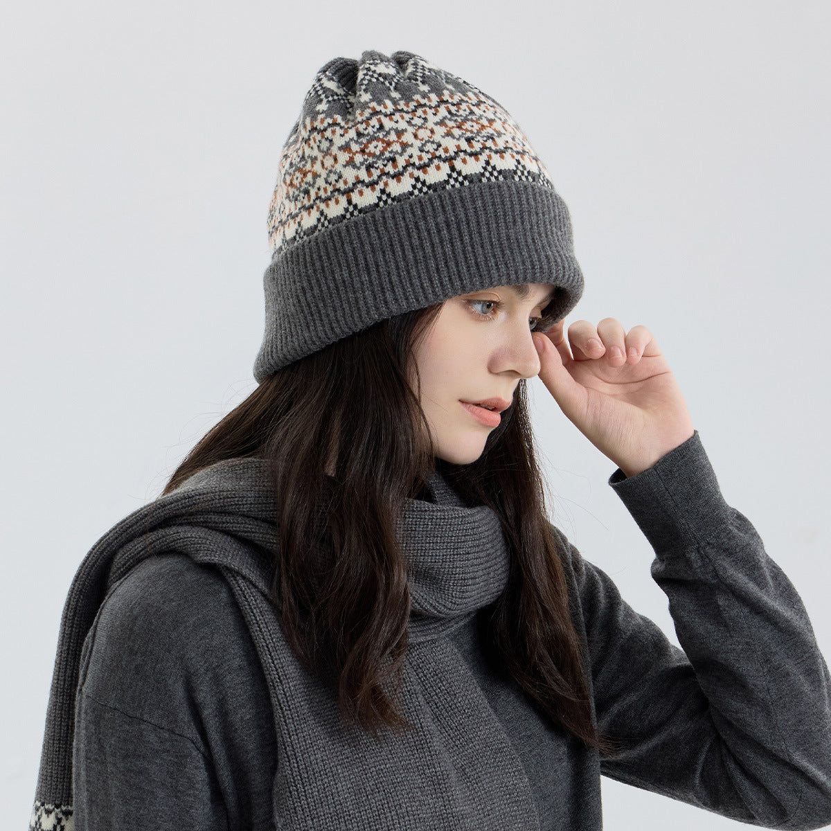 Knitted Fair Isle Earflap Beanie for Men and Women
