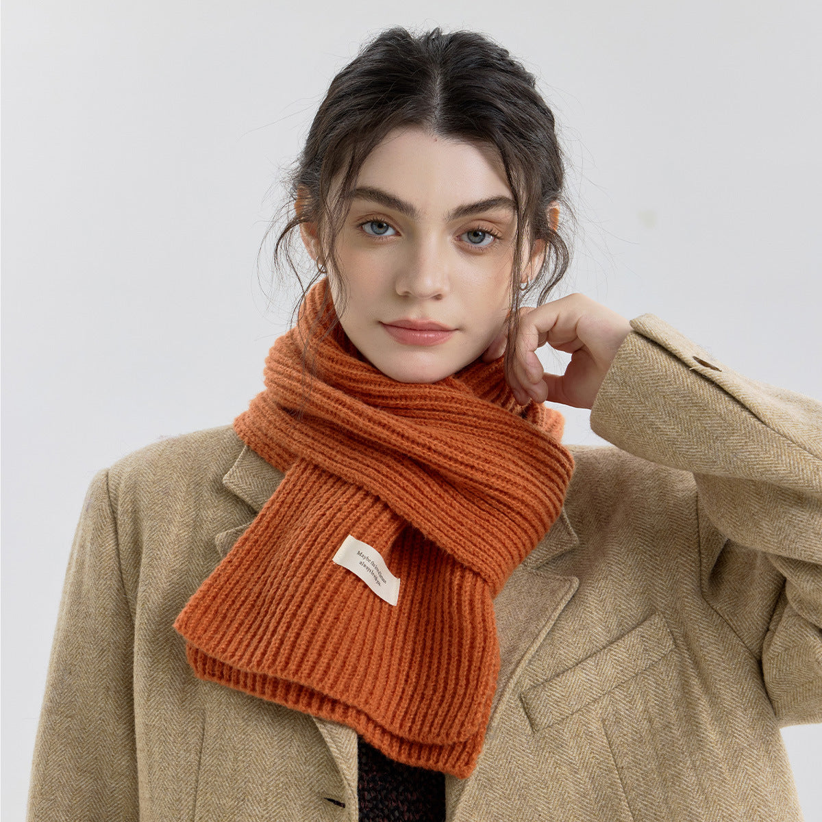 Solid Color Knitted Scarf for Women and Men