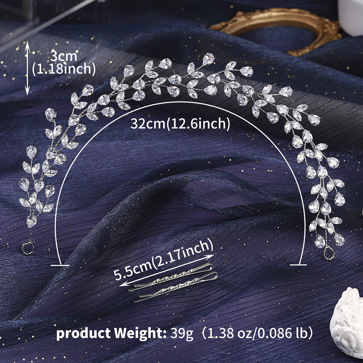 Bridal Crystal Headband Elegant Silver Hair Accessory for Weddings and Parties