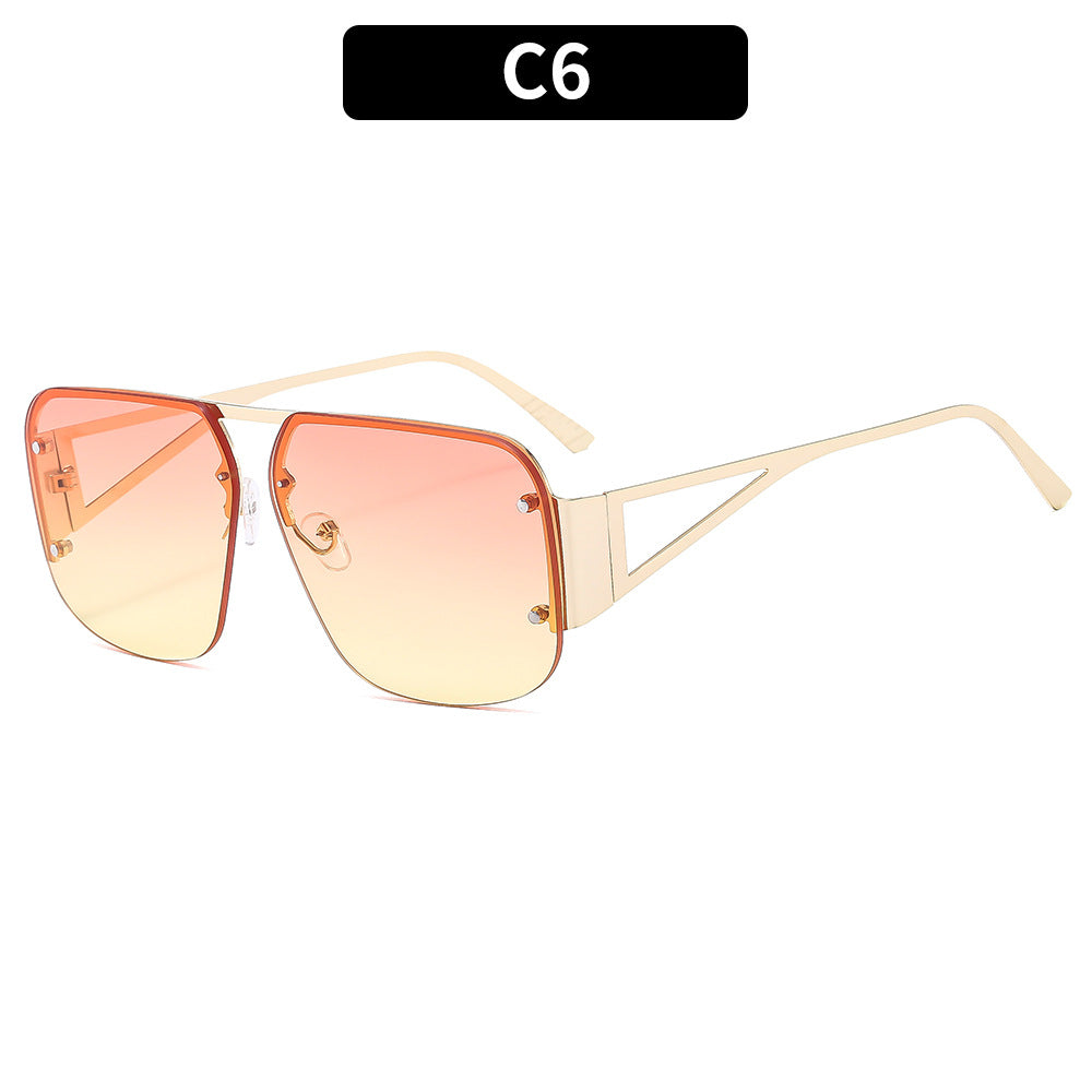 Stylish Metal Half-Rim Sunglasses Trendy Unisex UV400 Protection