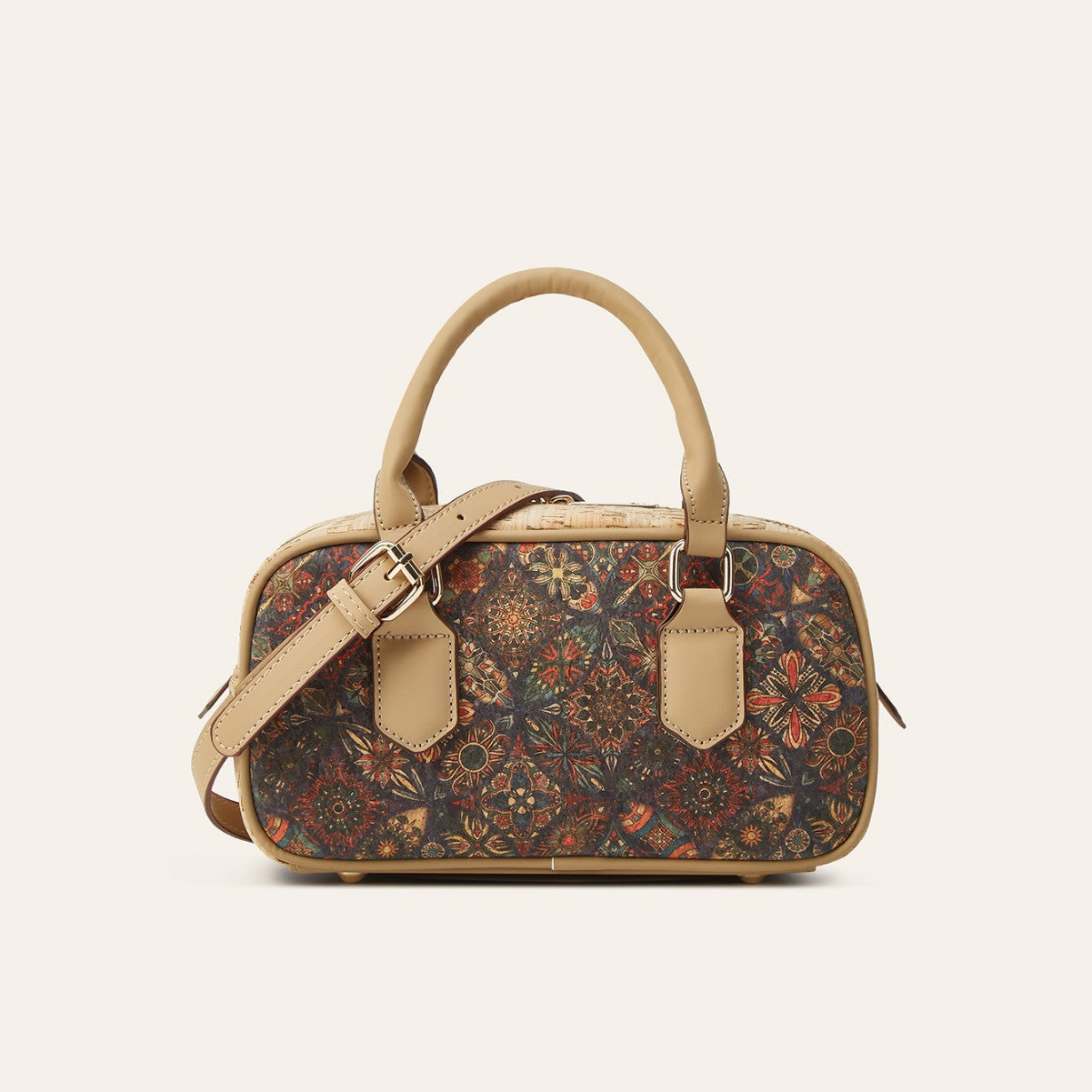 Vintage Multi-Element Ethnic Style Cork Print Tote Bag
