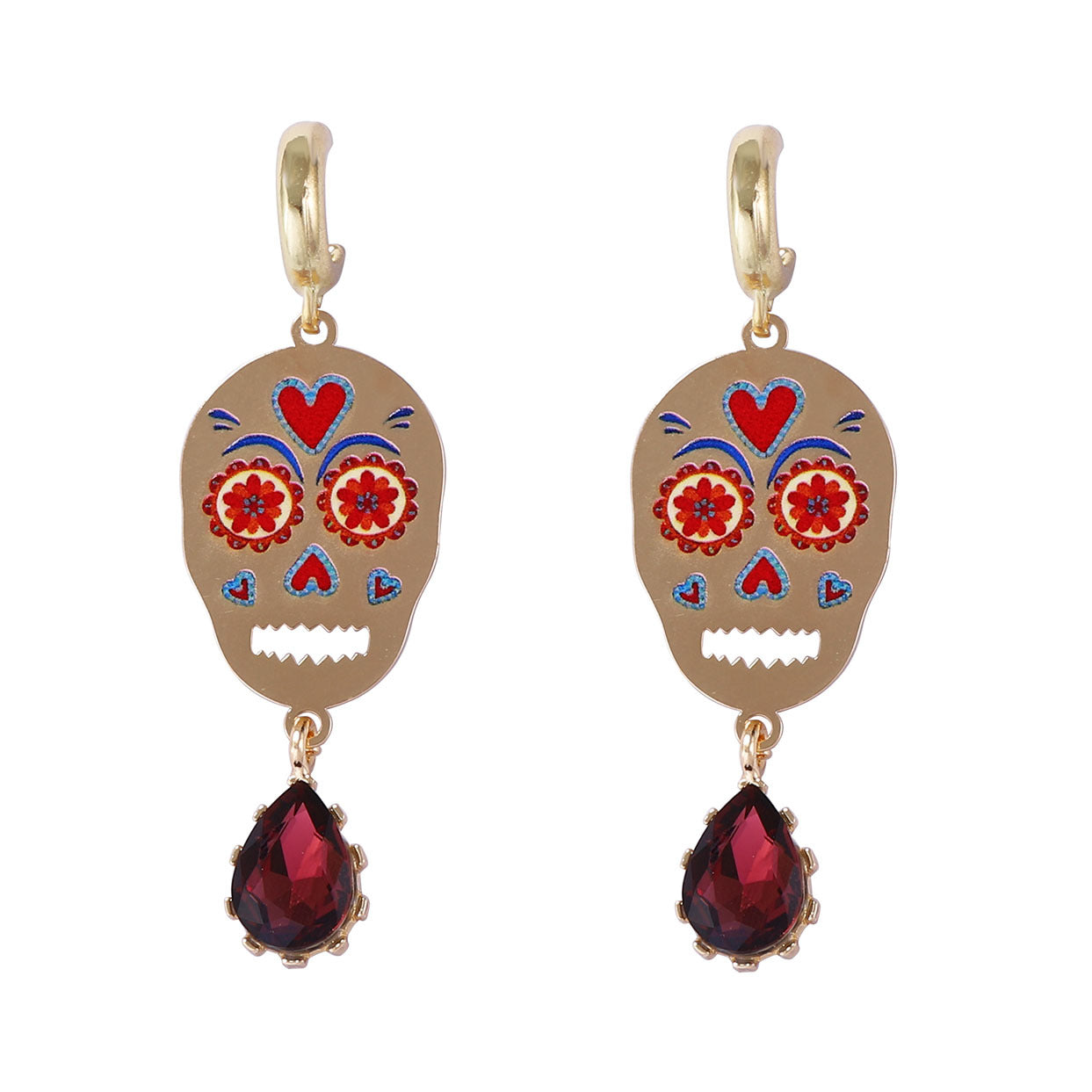 Dangle Earrings Skull Drop Micro Pave CZ Halloween