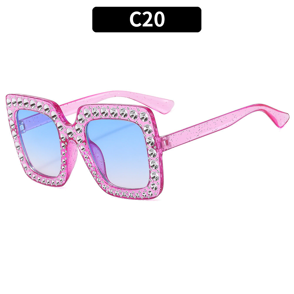 Colorful Square Rhinestone Sunglasses Trendy Bling Shade