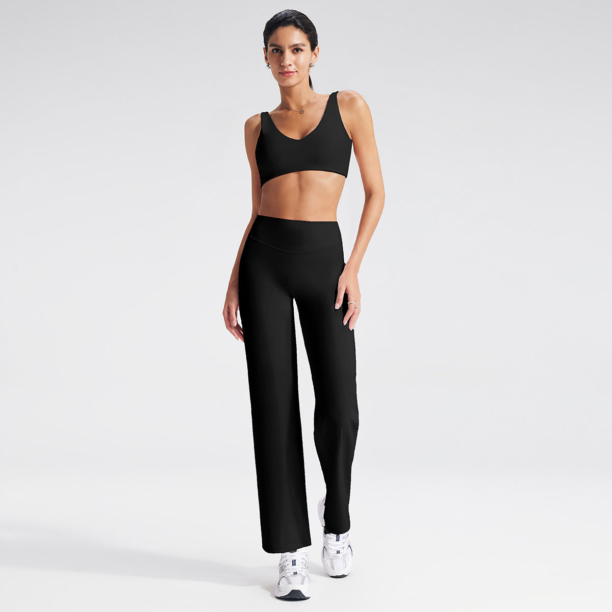 Women’s Yoga Set Deep V-Neck Sports Bra and Leggings
