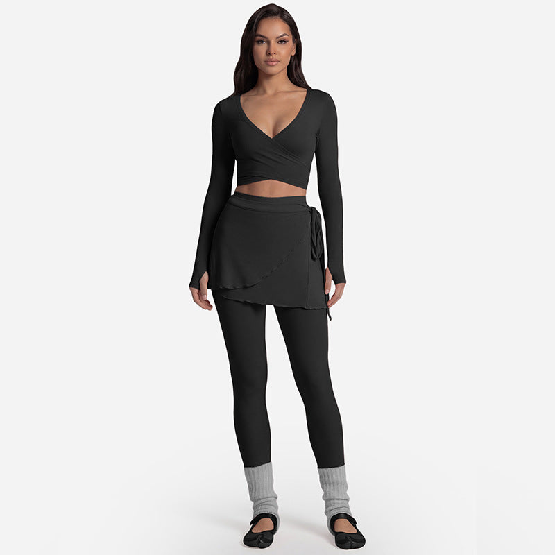 Cross-Back Long Sleeve Yoga Top & Pants Set