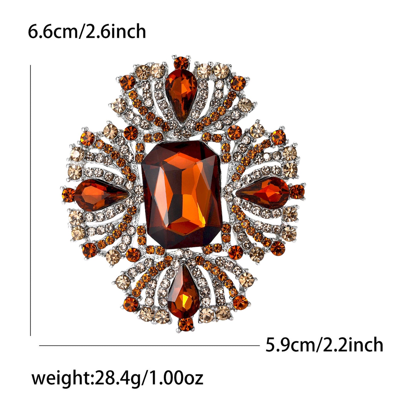 Luxury Alloy Crystal Brooch for Women Elegant Geometric Lapel Pin