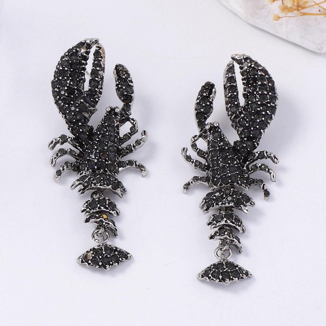 Statement Lobster Earrings Rhinestone Gothic Resort