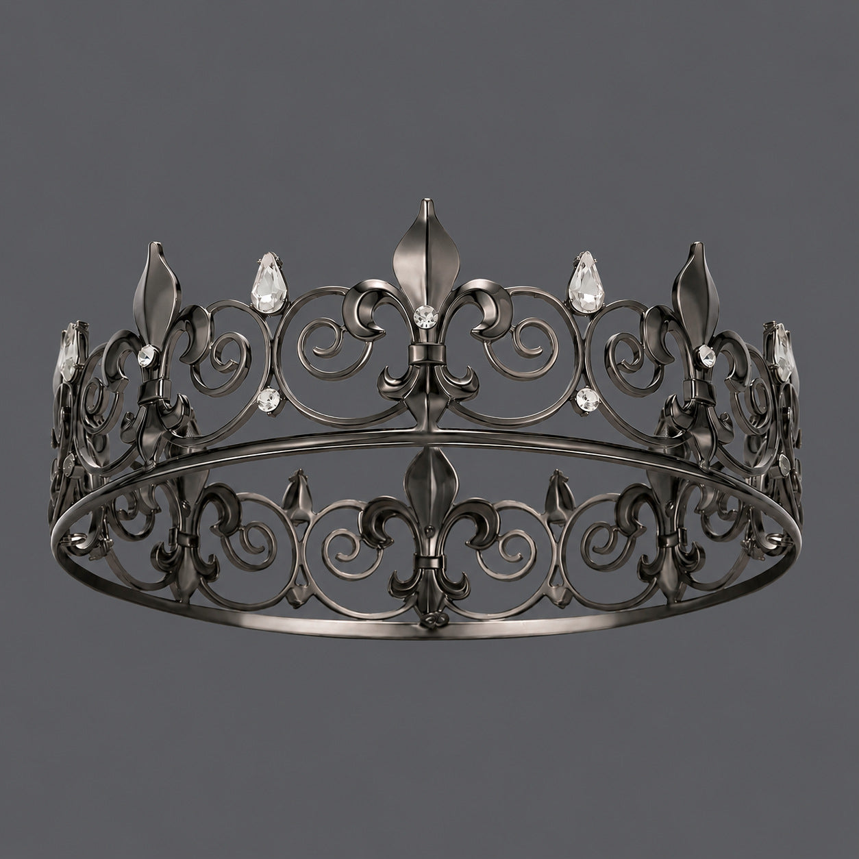 Vintage Gold Crown Headpiece with Rhinestones for Parties