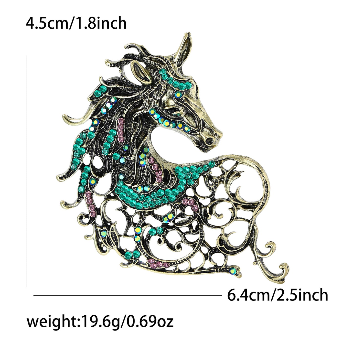 Vintage Horse Head Brooch Creative Fashion Pin Jewelry