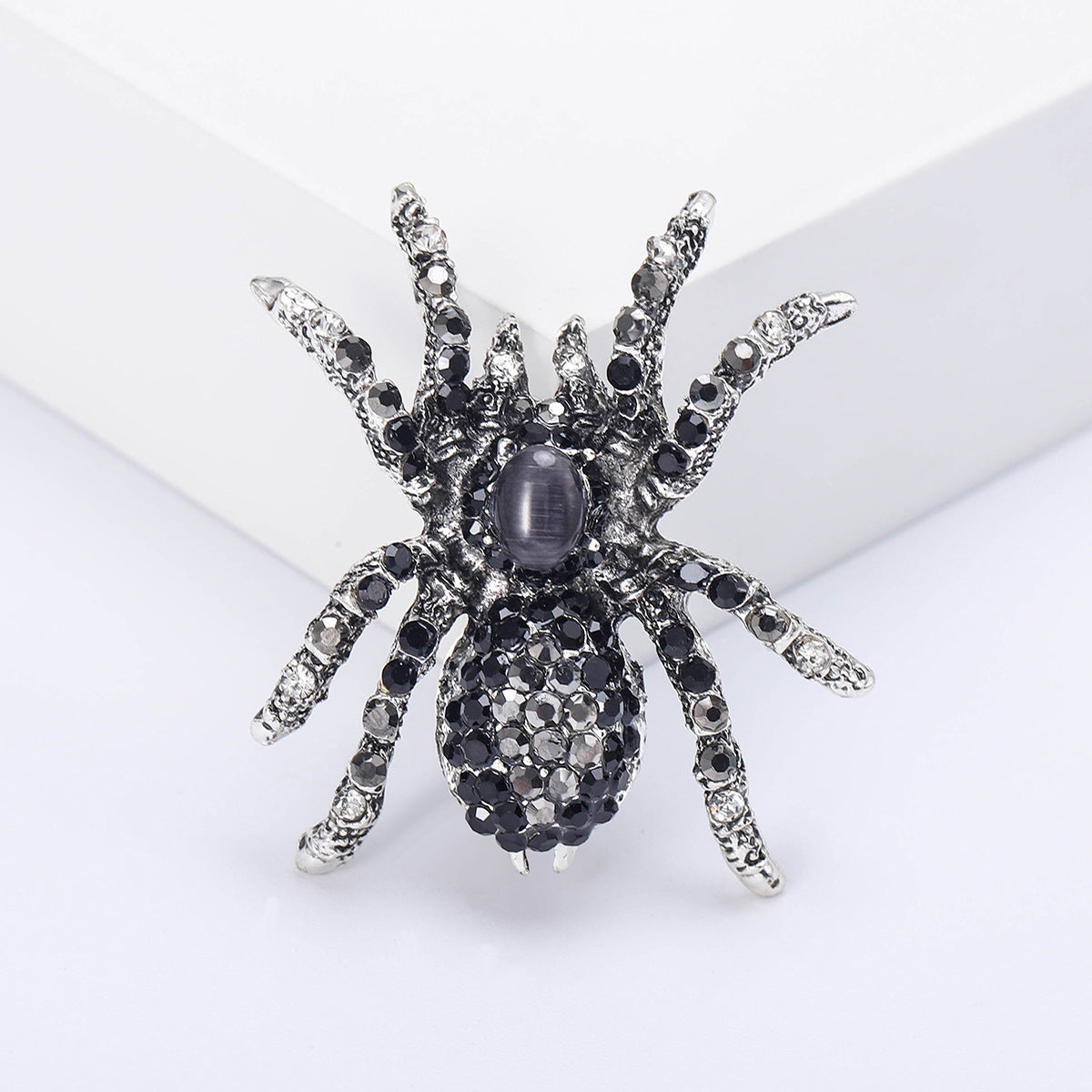 Vintage Spider Brooch with Rhinestones for Men
