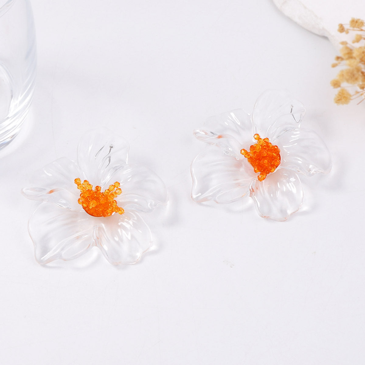 Acrylic Floral Stud Earrings Hypoallergenic Fashion