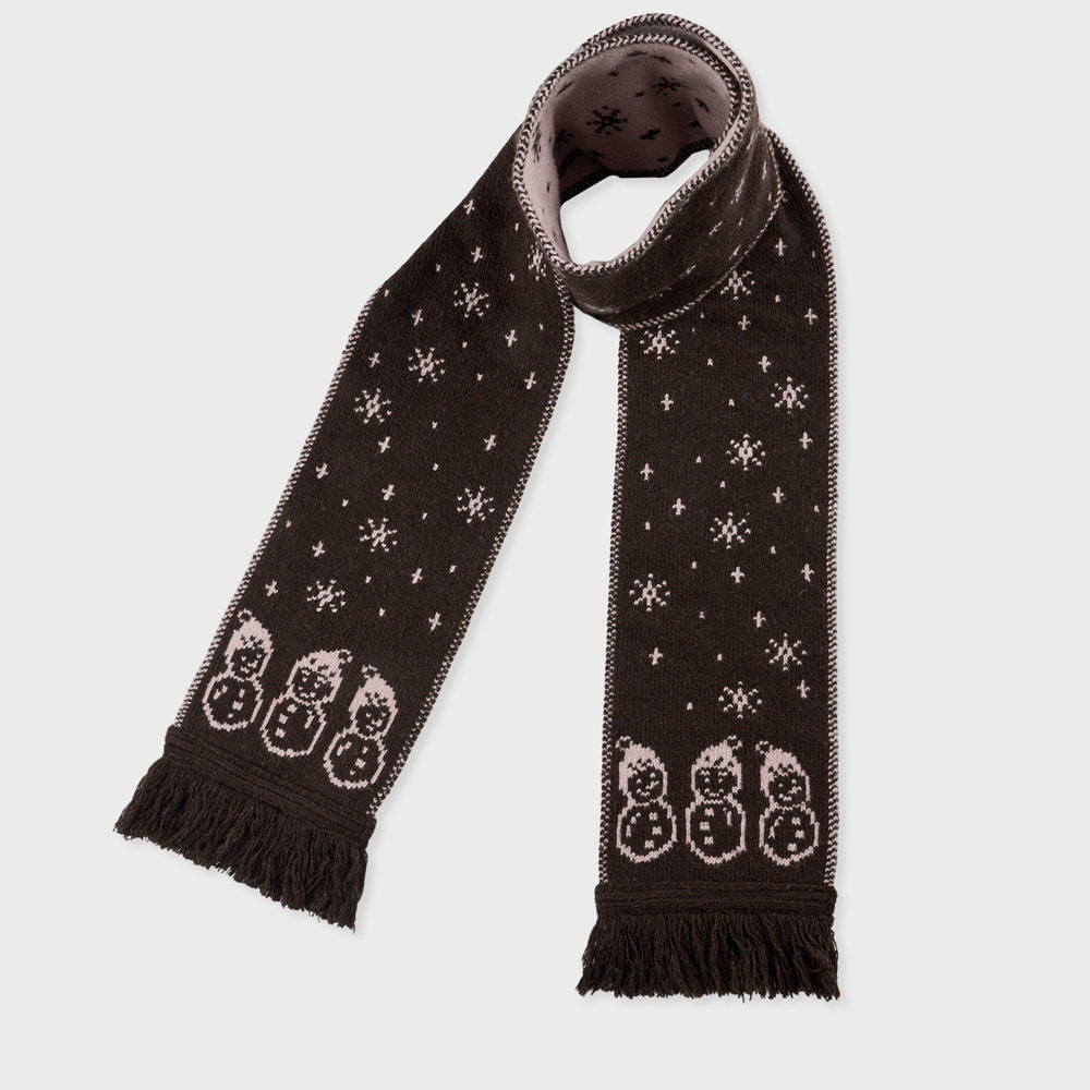 Cartoon Snowman Knitted Scarf Winter Warmth Casual Style