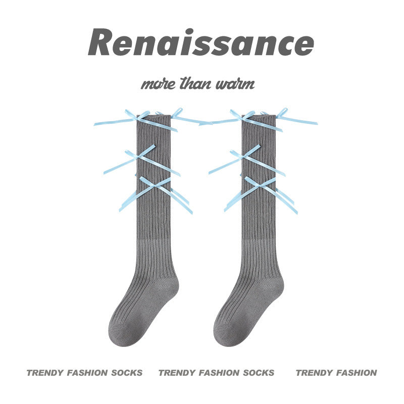 Over The Knee Socks Solid Combed Cotton Casual