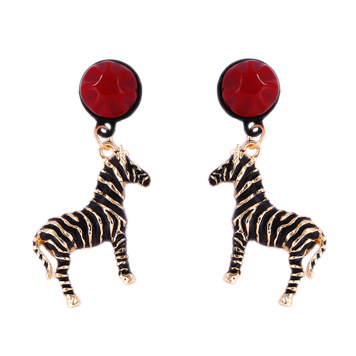 Zinc Alloy Zebra Enamel Drop Earrings