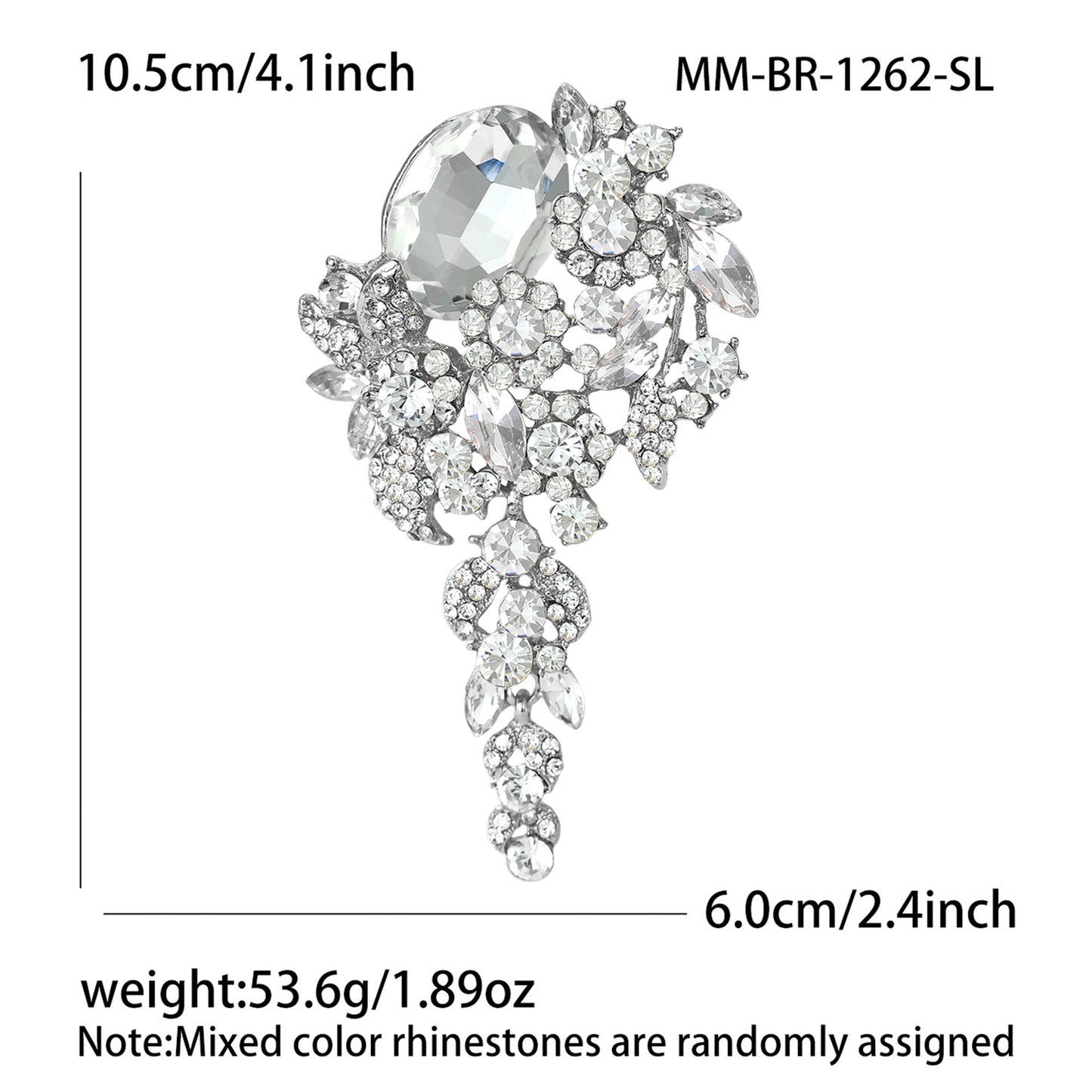 Vintage-Inspired Crystal Glass Brooch Elegant Floral Lapel Pin