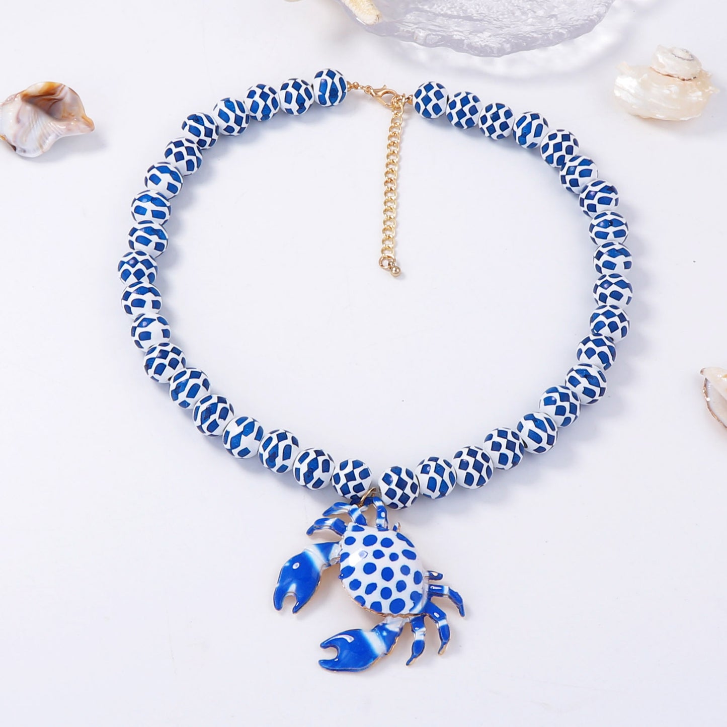 Layered Geometric Beaded Crab Necklace Casual Luxe