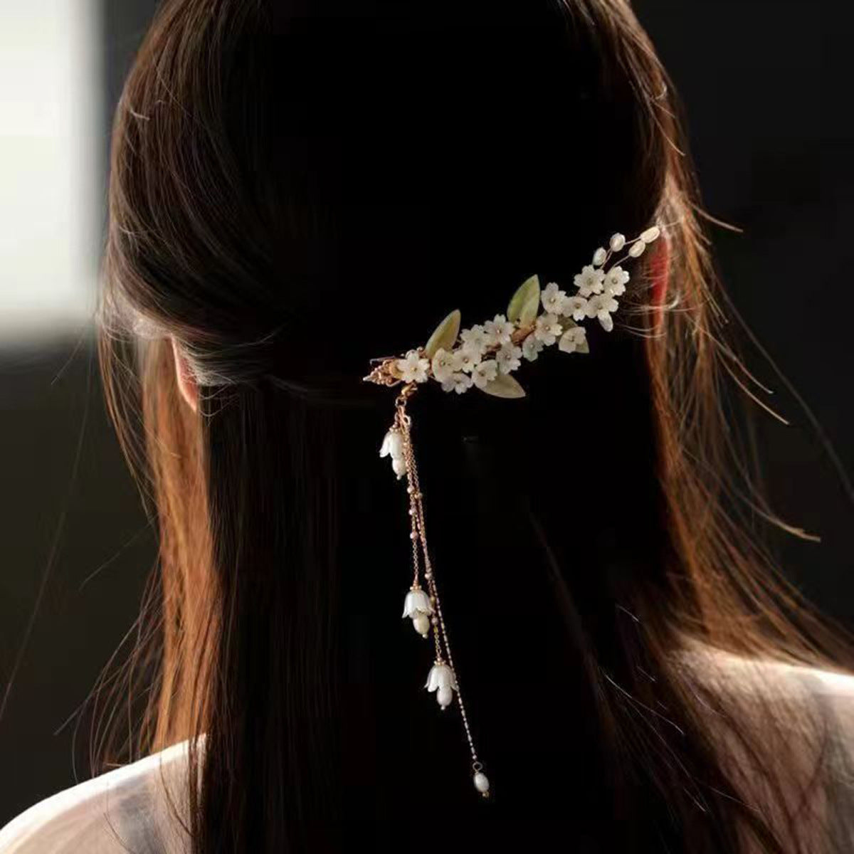 Classic Floral Tassel Hair Clip Side Hair Accessory