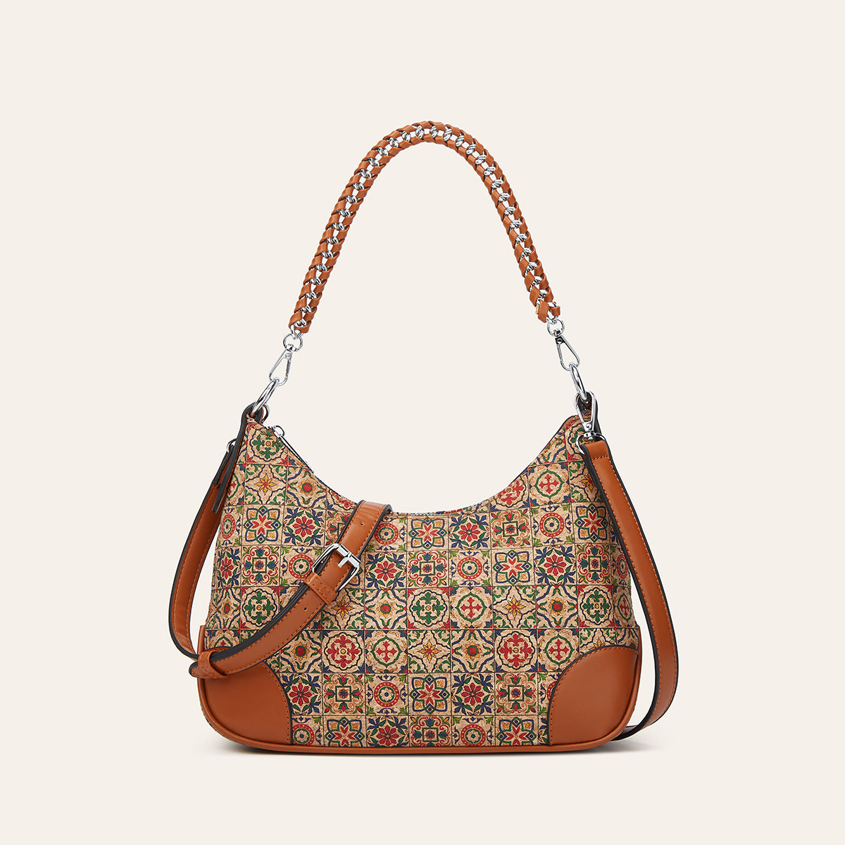 Trendy Ethnic-Inspired Cork Shoulder Bag
