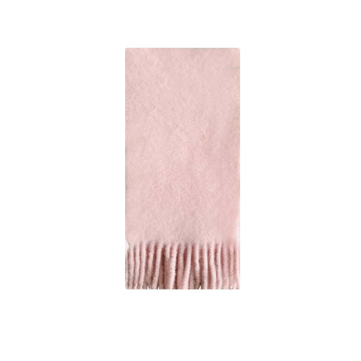 Solid Color Wool Blend Fringe Scarf for Women