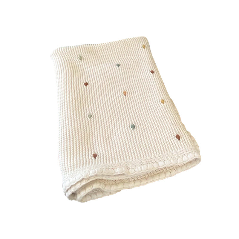 Cozy Knitted Throw Blanket with Dot Pattern Stylish Nordic Design