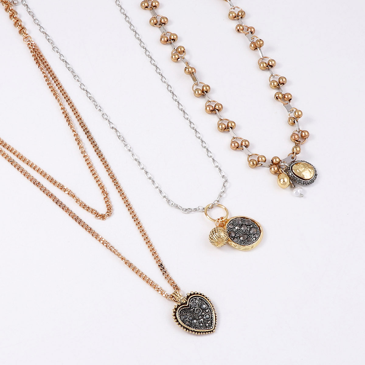 Necklace Layered Heart Geometric Pendant Luxe