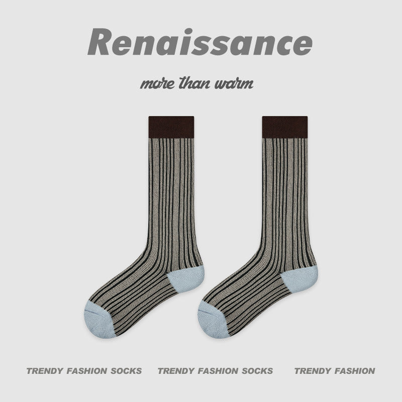 Mid Calf Embroidered Letter Cotton Socks Renaissance