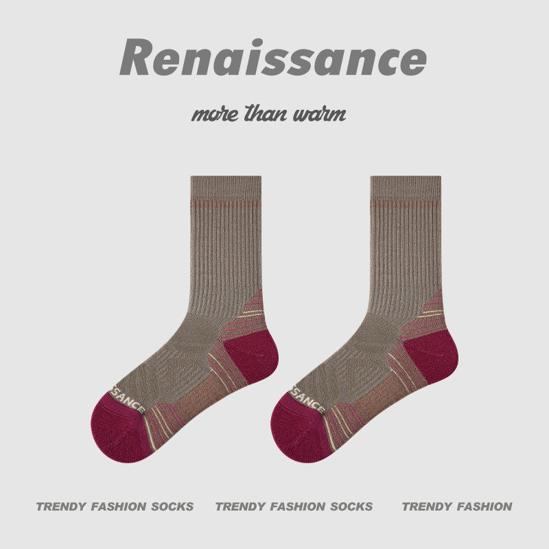Socks Colorblock Merino Wool Cushioned Hiking