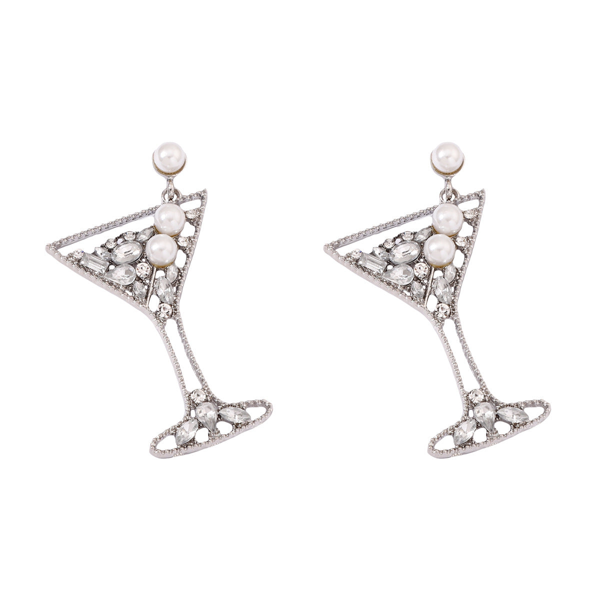 Pearl Pave Crystal Hollow Alloy Drop Earrings Chic