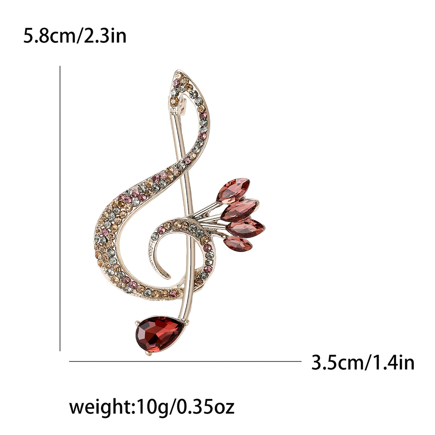 Creative Music Note Brooch Rhinestone Alloy Brooch for All Occasions