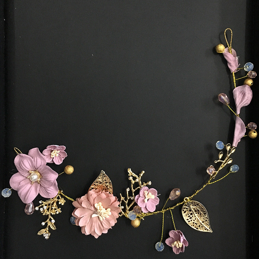 Gold Leaf Purple Handmade Bridal Floral Headpiece